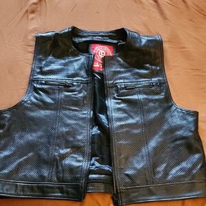 Odin MFG Black Leather Preforated Vest